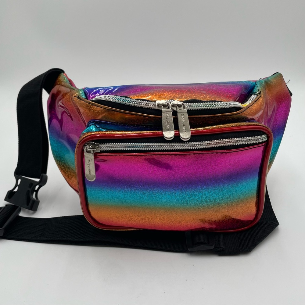 Sojourner Fanny Pack Rainbow Sparkle Shiny Vinyl Adjustable Waist Belt